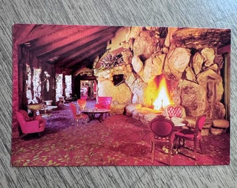 Vintage Kitschy MADONNA INN Motel Hotel Restaurant Bar Lobby Fireplace Unpostcard