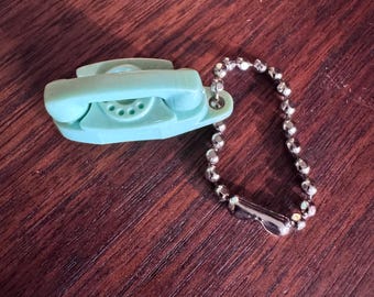 NOS Vintage Baby Blue Princess Rotary Telephone Phone Keychain Key Chain