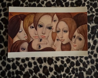 Walter Margaret Keane Big Eyes Black White Print Called Tears