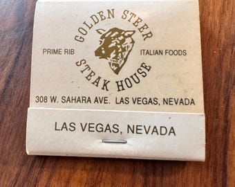 Vintage Golden Steer Restaurant Matchbook Matches Las Vegas Nevada NV Steak House