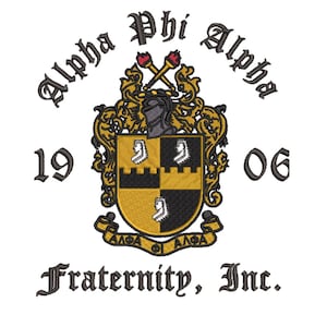 Diseño de bordado Alpha Phi Alpha 1906 / Archivo de puntada de letra griega de fraternidad (descarga digital)