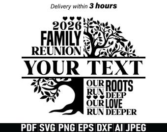 Benutzerdefinierte Familientreffen Baum svg png, Familientreffen-Shirt png, Our Roots Run Deep svg, Reunion Tree 2025 svg, Familientreffen-Baum svg