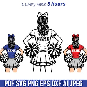 Cheerleader svg, Cheer Dance svg, Cheering Squad svg, Cheerleader Shirt svg, Custom Cheerleader Name png, Cheerleader Girl, Pom Pom Clipart