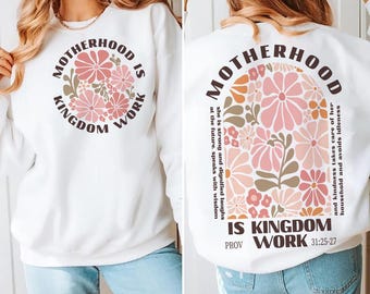 Camisa de trabajo "La maternidad es el reino" png, archivo de corte SVG del Día de la Madre, mamá cristiana popular png, mamá basada en la fe png, diseño de sublimación png