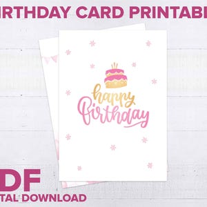 Carte imprimable joyeux anniversaire pdf, carte PDF 5 x 7 imprimable, carte d'anniversaire pdf, carte d'anniversaire pour fille, téléchargement numérique, téléchargement immédiat pdf