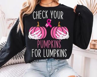 Check Your Pumpkins For Lumpkins svg png, Pink Ribbon svg, Halloween Breast Cancer Awareness svg, Womens Check Your Pumpkins Sublimation png