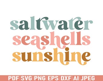 zoutwater schelpen zonneschijn svg png, zomershirtontwerp, strand svg png, zomer svg, strandshirt svg, familie strand svg, sublimatieontwerp