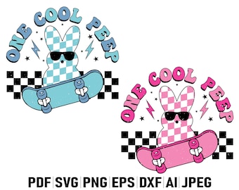 One Cool Peep Svg, Girls Boys Easter Svg, Easter Bunny Svg, Happy Easter Svg, Retro Easter Png, Easter Svg Shirt, Peeps Svg, Easter Cut File