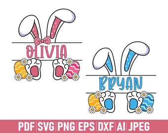 Personalized Easter Bunny svg png, Happy Easter Day png, Custom Kids Name png, Easter Bunny png, Cute Bunny Png, Easter Sublimation Cut File