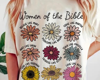 Woman of the Bible Christian svg png, Boho Daisy Shirt Design, Faith Based Bible Verse png, Retro Sublimation Design Christian Shirt png svg