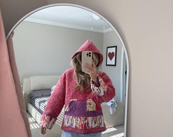 Rode gewatteerde hoodie