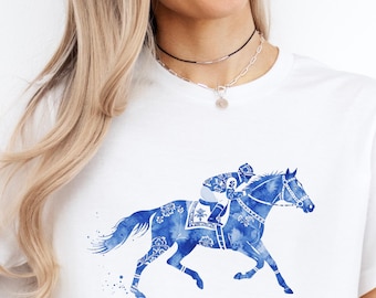 Camiseta del Derby de Kentucky, camiseta de carreras de caballos, camiseta con estampado chinoiserie para mujer, regalo para amantes de los caballos, camiseta de fiesta del Derby, regalo de carreras de caballos
