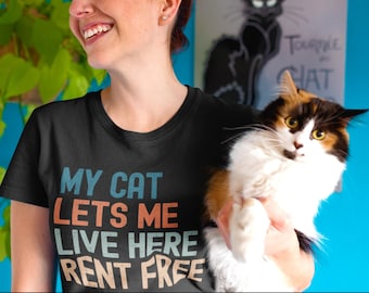 Cat Gift For Her Cat Mom T-Shirt For Cat Lover Retro Shirt Funny Cat Shirt For Women Cat Lover Gift Cat Owner Gift I Love Cats Themed Gift