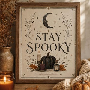 Stay Spooky Printable Wall Art, Halloween Digital Download, Witchy Autumn Poster, Vintage Spooky Print, Fall Home Decor