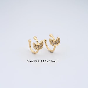 18K Gold Filled Non Piercing Cartilage Clip Earrings,Dainty Moon Cuff Earrings,Perfect Gifts for Her