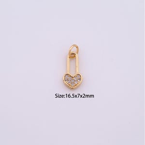 18K Gold Filled Heart Charms,Micro Pave Love Lock Pendant for Bracelet Necklace DIY Jewelry Making Supply
