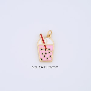 18K Gold Filled Beverage Charms,Enamel Beverage Pendant for Bracelet Necklace DIY Jewelry Making Supply