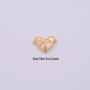 18K Gold Filled Heart Connectors,Micro Pave Letter Connectors for Bracelet Necklace DIY Jewelry Making Supply