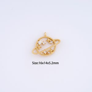 18K Gold Filled Saturn Charms,Micro Pave Star Pendant for Bracelet Necklace DIY Jewelry Making Supply