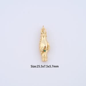 18K Gold Filled Handshake Charms,Micro Pave Gesture Pendant for Bracelet Necklace DIY Jewelry Making Supply