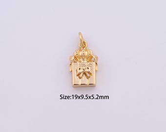 18K Gold Filled Gift Box Charms,Dainty Valentine Gift Box pendant Pendant for Bracelet Necklace DIY Jewelry Making Supply