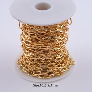 1 Meter 18K Gold Filled Paper Clip Kette, halb fertige Kette für Armband Halskette DIY Schmuckherstellung Versorgung