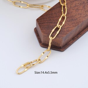 1 Meter 18K Gold Filled Paper Clip Kette, halb fertige Kette für Armband Halskette DIY Schmuckherstellung Versorgung