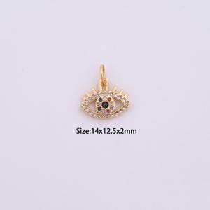 18K Gold Filled Evil Eye Charms,Micro Pave Devil Eye Pendant for Bracelet Necklace DIY Jewelry Making Supply