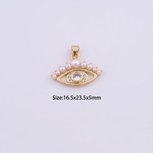 18K Gold Filled Evil Eye Charms,Micro Pave Devil Eye Pendant for Bracelet Necklace DIY Jewelry Making Supply