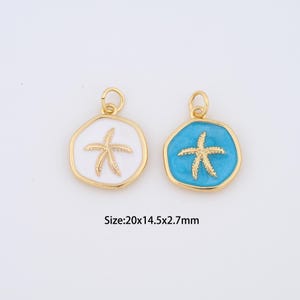 18K Gold Filled Starfish Charms,Enamel Starfish Pendant for Bracelet Necklace DIY Jewelry Making Supply