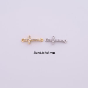 18K Gold Filled Cross Connectors,Micro Pave Christian Connectors for Bracelet Necklace DIY Jewelry Making Supply