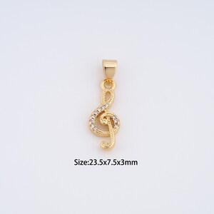 18K Gold Filled Musical Note Charms,Micro Pave Symbol Pendant for Bracelet Necklace DIY Jewelry Making Supply