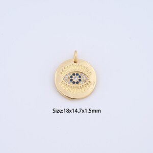 18K Gold Filled Evil Eye Charms,Micro Pave Devil Eye Pendant for Bracelet Necklace DIY Jewelry Making Supply