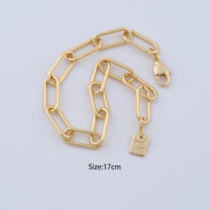 1 Str 18K Gold Filled Paper Clip Bracelet,Chains Bracelet,Adjustable Bracelet,Perfect Gifts for Her