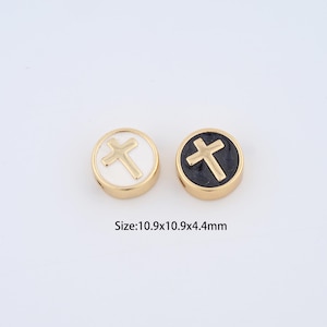 18K Gold Filled Cross Spacer Beads,Enamel Christian Beads for Bracelet Necklace DIY Jewelry Making Supply
