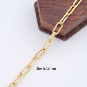 1 Meter 18K Gold Filled Paper Clip Kette, halb fertige Kette für Armband Halskette DIY Schmuckherstellung Versorgung