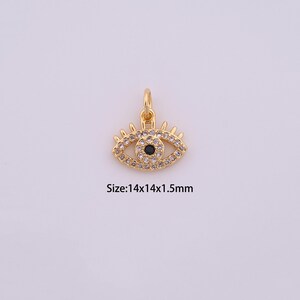 18K Gold Filled Evil Eye Charms,Micro Pave Devil Eye Pendant for Bracelet Necklace DIY Jewelry Making Supply