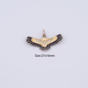 18K Gold Filled Eagle Charms,Micro Pave Animal Pendant for Bracelet Necklace DIY Jewelry Making Supply