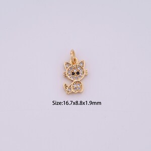 18K Gold Filled Cute Cat Charms,Micro Pave Animal Pendant for Bracelet Necklace DIY Jewelry Making Supply