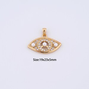 18K Gold Filled Evil Eye Charms,Micro Pave Devil Eye Pendant for Bracelet Necklace DIY Jewelry Making Supply
