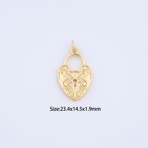 18K Gold Filled Heart Charms,Dainty Love Lock Pendant for Bracelet Necklace DIY Jewelry Making Supply
