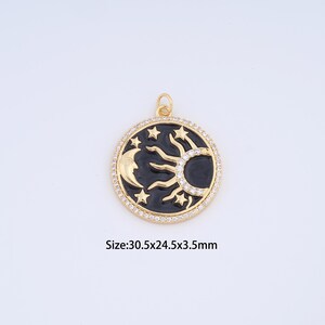 18K Gold Filled Enamel Sun Moon Star Charms,Micro Pave Celestial Pendant for Bracelet Necklace DIY Jewelry Making Supply