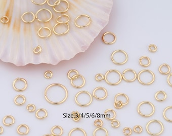 100 pcs 14K Gold Filled Open Jump Rings,Gold Jump Rings for Bracelet Necklace DIY Jewelry Making Supply