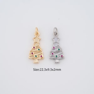 18K Gold Filled Christmas Tree Charms,Micro Pave Star Pendant for Bracelet Necklace DIY Jewelry Making Supply