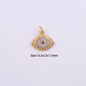 18K Gold Filled Evil Eye Charms,Micro Pave Devil Eye Pendant for Bracelet Necklace DIY Jewelry Making Supply