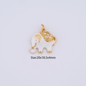 18K Gold Filled Enamel Elephant Charms,Micro Pave Animal Pendant for Bracelet Necklace DIY Jewelry Making Supply