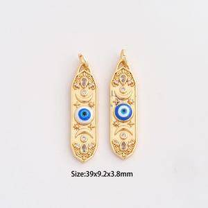 18K Gold gefüllte Emaille Mond Stern Charms, Micro Pave Evil Eye Anhänger für Armband Halskette DIY Schmuckherstellung Lieferung