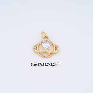 18K Gold Filled Saturn Charms,Micro pavé Star Pendant for Bracelet Necklace DIY Jewelry Making Supply