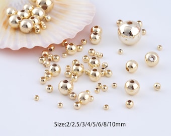 14K Gold Filled Runde Spacer Perlen, Ball Beads für Armband-Halskette DIY-Schmuckherstellungs-Versorgungsmaterial