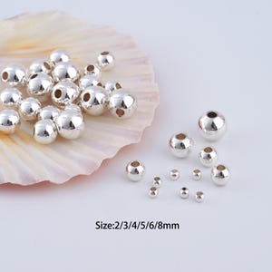 50 pcs 925 Sterling Silver Round Spacer Beads,Sterling Silver Ball Beads for Bracelet Necklace DIY Jewelry Making Supply